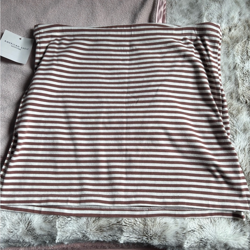 American Eagle Outfitters Tan and White Striped flowy tube top